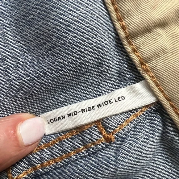 Rag & Bone Logan Mid Rise Featherweight Wide Leg Raw Hem Jeans Light/Med Wash 29 - Picture 9 of 10